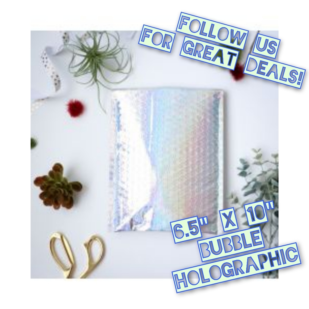 50 Bubble Holographic 6.5x10 Poly Mailers